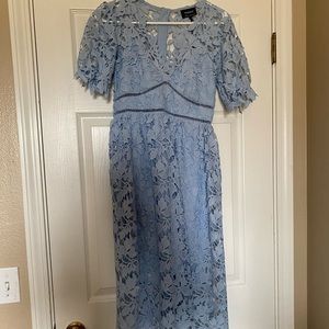 Baby blue Bardot lace dress
